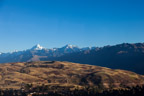 Hinter Chinchero; Blick auf die Cordillera Vilcabamba mit dem Nevado Salcantay (Berg des Teufels, 6271 m)