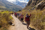 Auf dem Inka-Trail; Blick zurück ins nun schon fast leere Camp